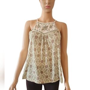 Rewind Pink & Green Embroidered Tank